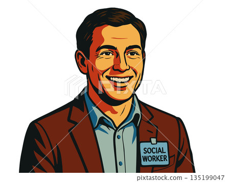 smiling social worker raster illustration smiling social worker raster illustration 135199047