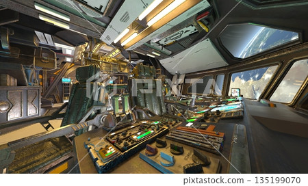 Scenery inside the spacecraft 135199070
