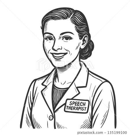Speech Therapist Woman in Vintage Style Portrait Speech Therapist Woman in Vintage Style Portrait 135199100