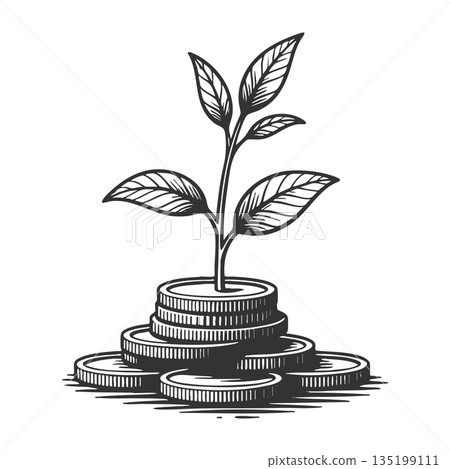 Plant growing coins symbolizing financial growth Plant growing coins symbolizing financial growth 135199111