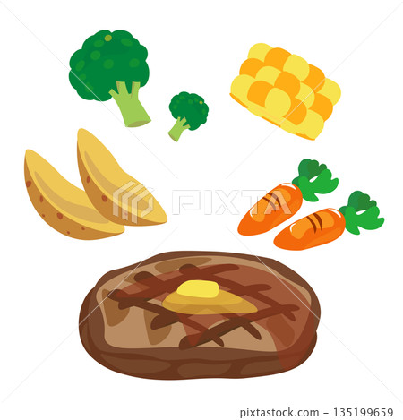 Beef steak and garnish illustration 135199659