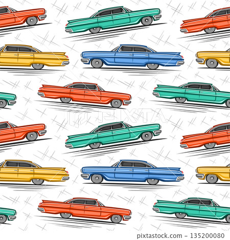 Vector American Car seamless pattern 135200080