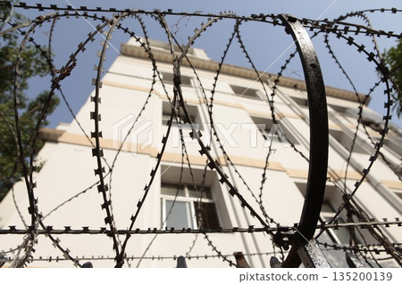 Abstract Metal Fence at Jail wall Abstract Metal Fence at Jail wall 135200139