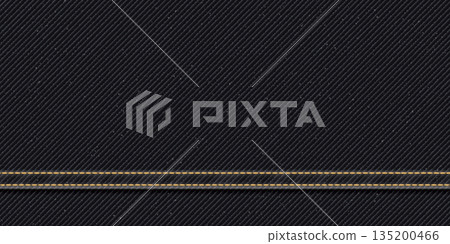 Denim jean black color textile pattern background with gold seams and crease vector illustration. Denim jean black color textile pattern background with gold seams and crease vector illustration. 135200466