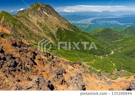 View of the Yatsugatake mountain range, Mount Amida and Lake Suwa from the top of Jizo Ridge 135200844