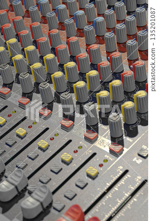 Sound engineer's console, music studio equipment 135201087