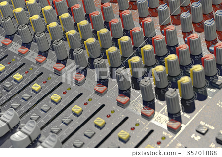 Sound engineer's console, music studio equipment 135201088