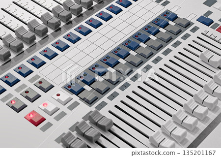 Sound engineer's console, music studio equipment 135201167