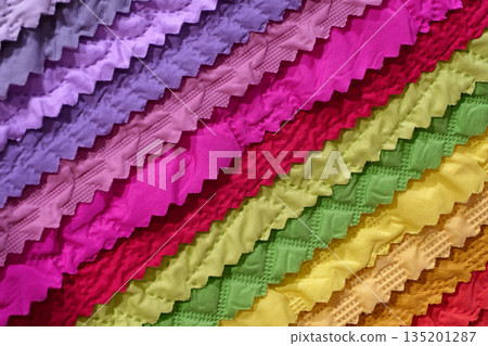 Samples of multi-coloured fabrics 135201287
