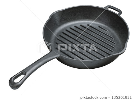 Round cast iron grill pan 135201931
