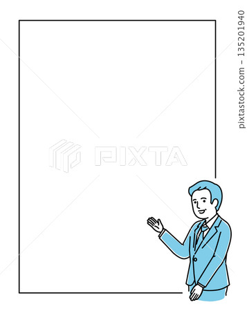 公告框和中年男性工作人員，西裝革履，資深人士，留言板，向量圖 135201940