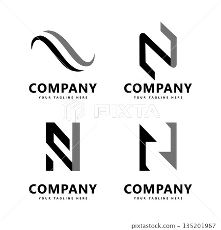 Letter N Logo Template Set with Modern Minimal Designs Vector 135201967