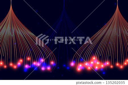Technology futuristic big data network with lighting effect on dark blue background. Technology futuristic big data network with lighting effect on dark blue background. 135202035