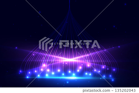 Technology futuristic big data network with lighting effect on dark blue background. 135202043