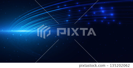 Lines curve glowing with lighting effect on dark background. 135202062