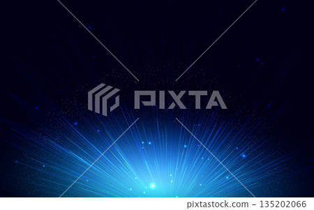 Abstract speed lines glowing blue on dark background. Speed movement concept. 135202066