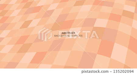 Abstract peach tone geometric mosaic wave pattern decorative ornament background vector illustration. 135202094