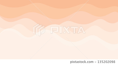 Abstract sea's wave with white sand beach in sunset vector illustration. Sunet at the sea concept flat design background. 135202098