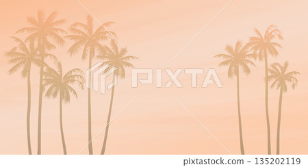 Pastel palm trees with vanilla sky background vector illustration. Summer traveling and party at the beach peach tone concept flat design with blank space. 135202119