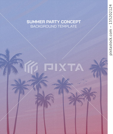 Silhouetted coconut palm trees with dramatic sky vertical background vector illustration. Summer traveling and party at the beach concept flat design with blank space. Silhouetted coconut palm trees with dramatic sky vertical background vector illustration. Summer traveling and party at the beach concept flat design with blank space. 135202124