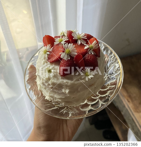A delicious, fluffy cake with layers of rich flavor, perfect for any occasion. Often topped with frosting or fresh fruits, it's a sweet treat that brings joy to every bite. 135202366