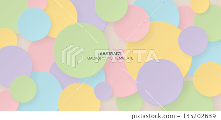 Colorful 3D circle sheet paper cut style background vector illustration. 135202639