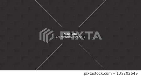 Seamless 3D geometric hole pattern on matte black metal sheet background vector illustration. 135202649