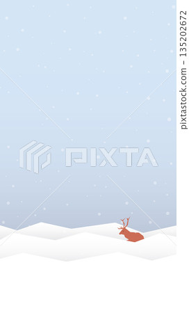Lonely Reindeer sleeping in snowland pastel colors vertical shape vector illustration. Snow landscape concept have blank space. Lonely Reindeer sleeping in snowland pastel colors vertical shape vector illustration. Snow landscape concept have blank space. 135202672