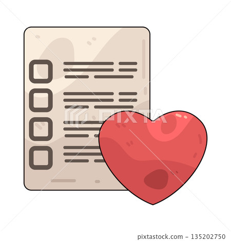 illustration of list with rating heart illustration of list with rating heart 135202750