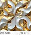 Abstract white gold realistic 3D repeat pattern graphic material 135203188