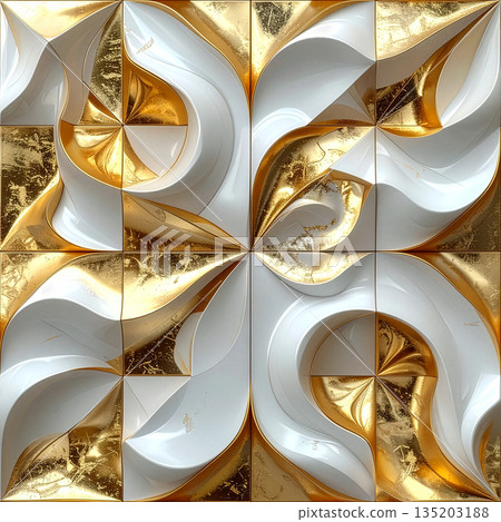 抽象白金逼真3D重複圖案圖形材料 135203188