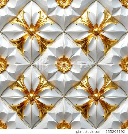 抽象白金逼真3D重複圖案圖形材料 135203192