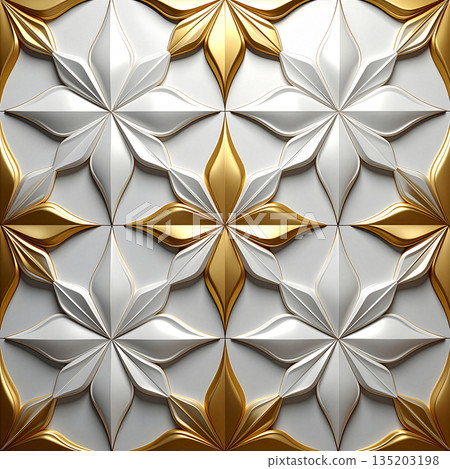 抽象白金逼真3D重複圖案圖形材料 135203198