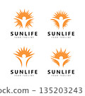 Sun Icon Logo Set Vector Design Template Illustration 135203243
