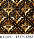 Abstract black and gold realistic 3D repeat pattern graphic material 135203262
