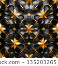 Abstract black and gold realistic 3D repeat pattern graphic material 135203265