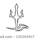 Trident Icon Logo Vector Line Art Illustration Symbol Design 135203457