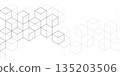 White background from cubes and lines. Abstract architecture. Linear geometric drawing. Vector illustration. 135203506