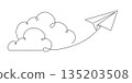 The paper airplane is flying. Clouds. Business concept. Vector illustration . 135203508