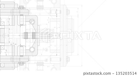 Technical drawing background .Mechanical Engineering drawing. 135203514