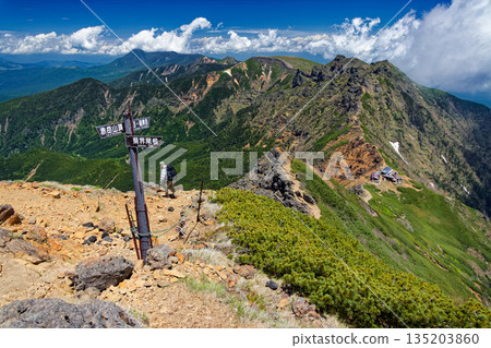 View of Mount Yoko, Mount Io, Mount Tengu and Mount Tateshina from the summit of Mount Akadake in the Yatsugatake Mountain Range View of Mount Yoko, Mount Io, Mount Tengu and Mount Tateshina from the summit of Mount Akadake in the Yatsugatake Mountain Range 135203860
