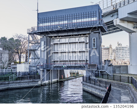The Genmori River sluice gate installed on the Kitajukken River 135204196
