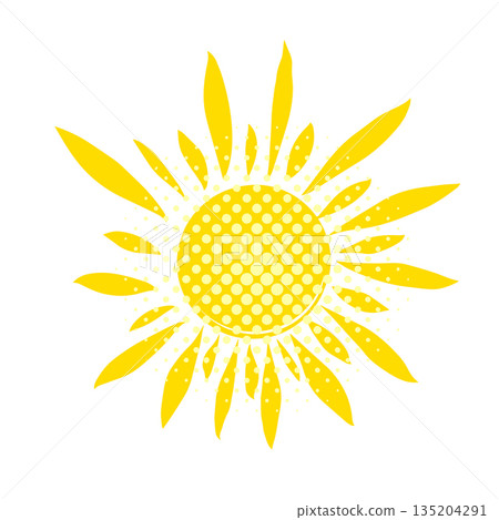 Cute doodle sun shine. Doodle sun sketch illustration. Hand drawn cute orange sun hand drawn. Not AI, Scribble doodle children drawn style. Vector illustration. 135204291