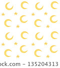 Seamless golden crescent moon and star pattern for Ramadan 135204313