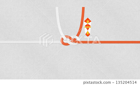 Stylish Japanese modern washi paper and red and white mizuhiki, "Awaji knot" for celebrations and celebratory occasions 135204514