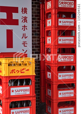 Stacked beer crates Stacked beer crates 135204581