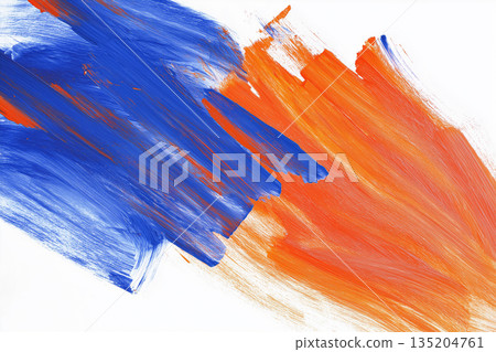 Blue and Orange Brush Strokes | Vibrant Abstract Art Background 135204761