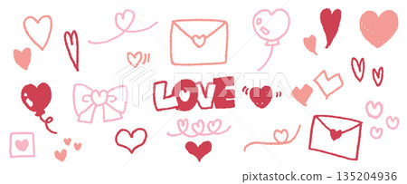 Heart material collection. Cute hand-drawn heart mark. Vector icon. 135204936