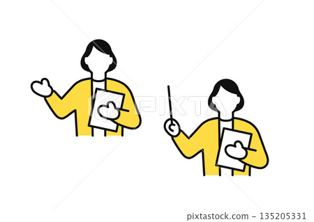 Simple vector icon illustration set of a businessman giving an explanation Simple vector icon illustration set of a businessman giving an explanation 135205331
