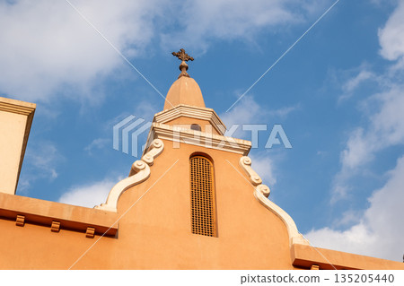 The exterior of the St.Mary Church - Kasreyet El-Rehan. Saint Virgin Mary's Coptic Orthodox Church in the coptic Cairo, Egypt 135205440
